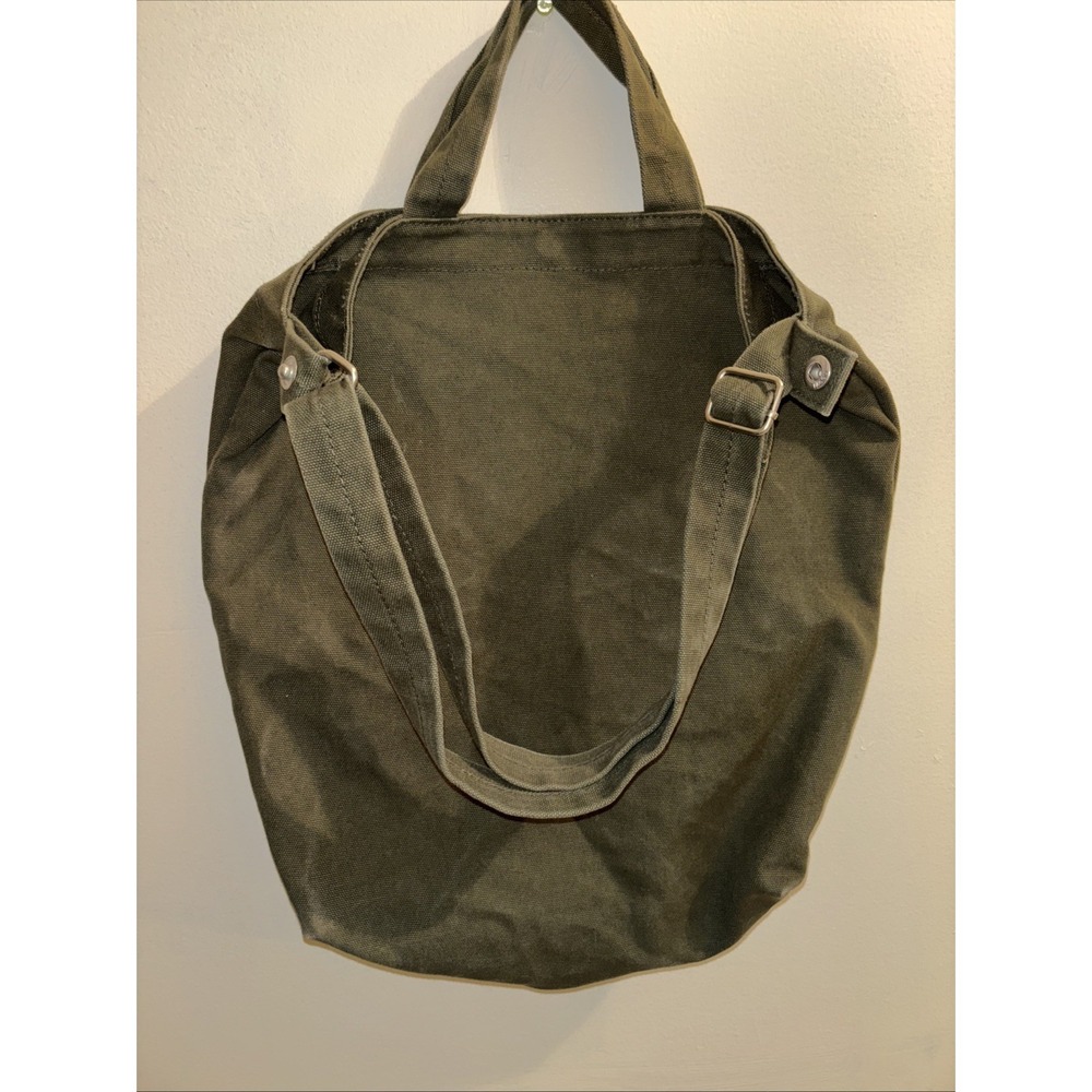 Baggu Bag Olive Green Canvas Tote Medium 17x15 Travel Crossbody Everyday Tote - Picture 1 of 6